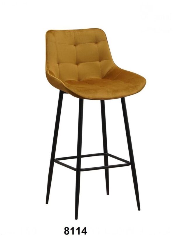 كرسي بار مقعد قماش قاعدة حديد اسود متوفر ٦ الوان3 كرسي بار مقعد قماش قاعدة حديد اسود متوفر ٦ الوان