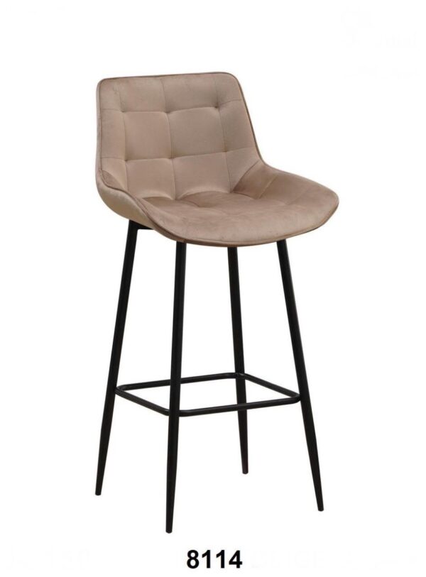 كرسي بار مقعد قماش قاعدة حديد اسود متوفر ٦ الوان4 كرسي بار مقعد قماش قاعدة حديد اسود متوفر ٦ الوان