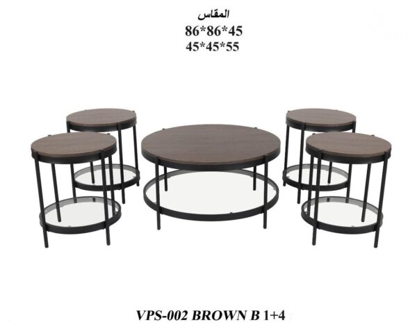 09140259-7d4e-4292-963a-e3f6ff720f9a طقم طاولات خشب مع زجاج ٥ قطع متوفر 4 الوان
