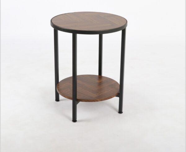 طاولة شاهي خدمة خشب دورين قاعدة معدن اسود