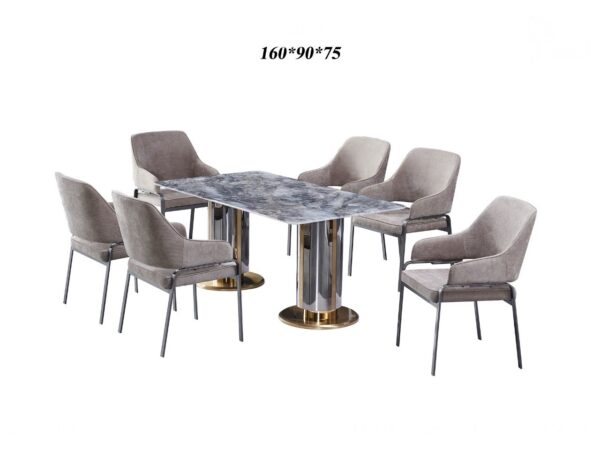 طاولة طعام رخام مع ٦ كراسي فخم