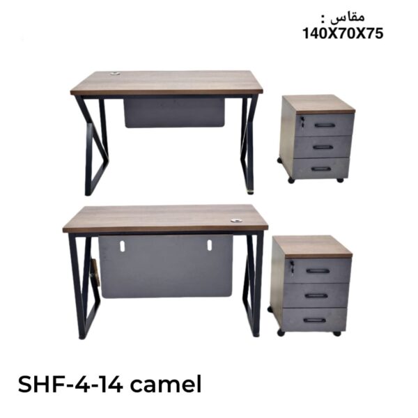 18aa83e6-8493-4ae2-91a5-825745cc880c طاولة مكتب مع كمودينة مقاس ١٤٠سم متوفر ٤ الوان
