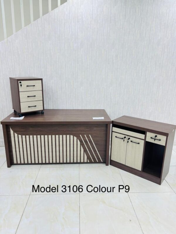 fabd8901-3ca1-4c97-8368-c6e227f1463f طاولة مكتب مع سكرتير و كمودينة مقاس ١٦٠سم ٣الوان متوفر مقاس ١٤٠سم